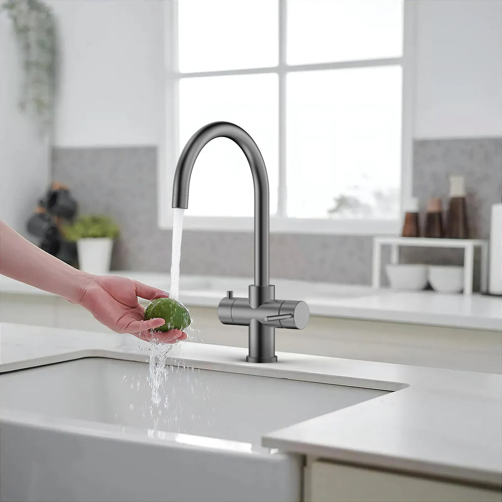 Dual-Output Kitchen Faucet with Filtered Water Tap, 2-Function Spray, Solid Brass – KFB1502