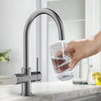 Dual-Output Kitchen Faucet with Filtered Water Tap, 2-Function Spray, Solid Brass – KFB1502