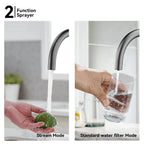 Dual-Output Kitchen Faucet with Filtered Water Tap, 2-Function Spray, Solid Brass – KFB1502