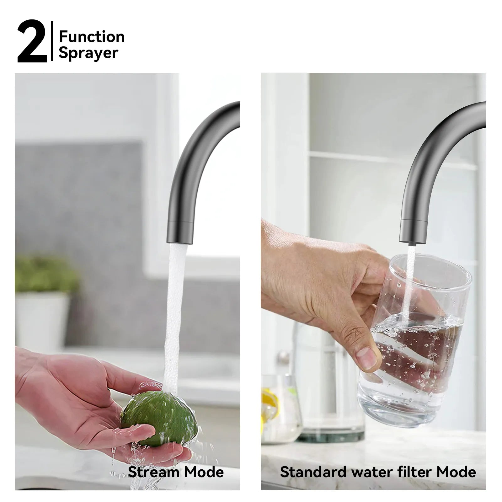 Dual-Output Kitchen Faucet with Filtered Water Tap, 2-Function Spray, Solid Brass – KFB1502