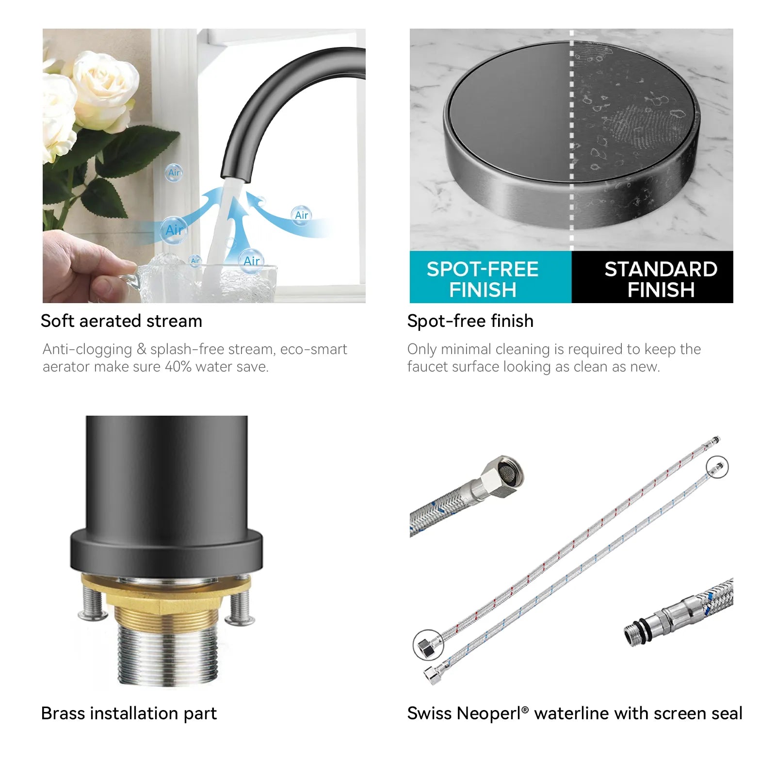 Dual-Output Kitchen Faucet with Filtered Water Tap, 2-Function Spray, Solid Brass – KFB1502