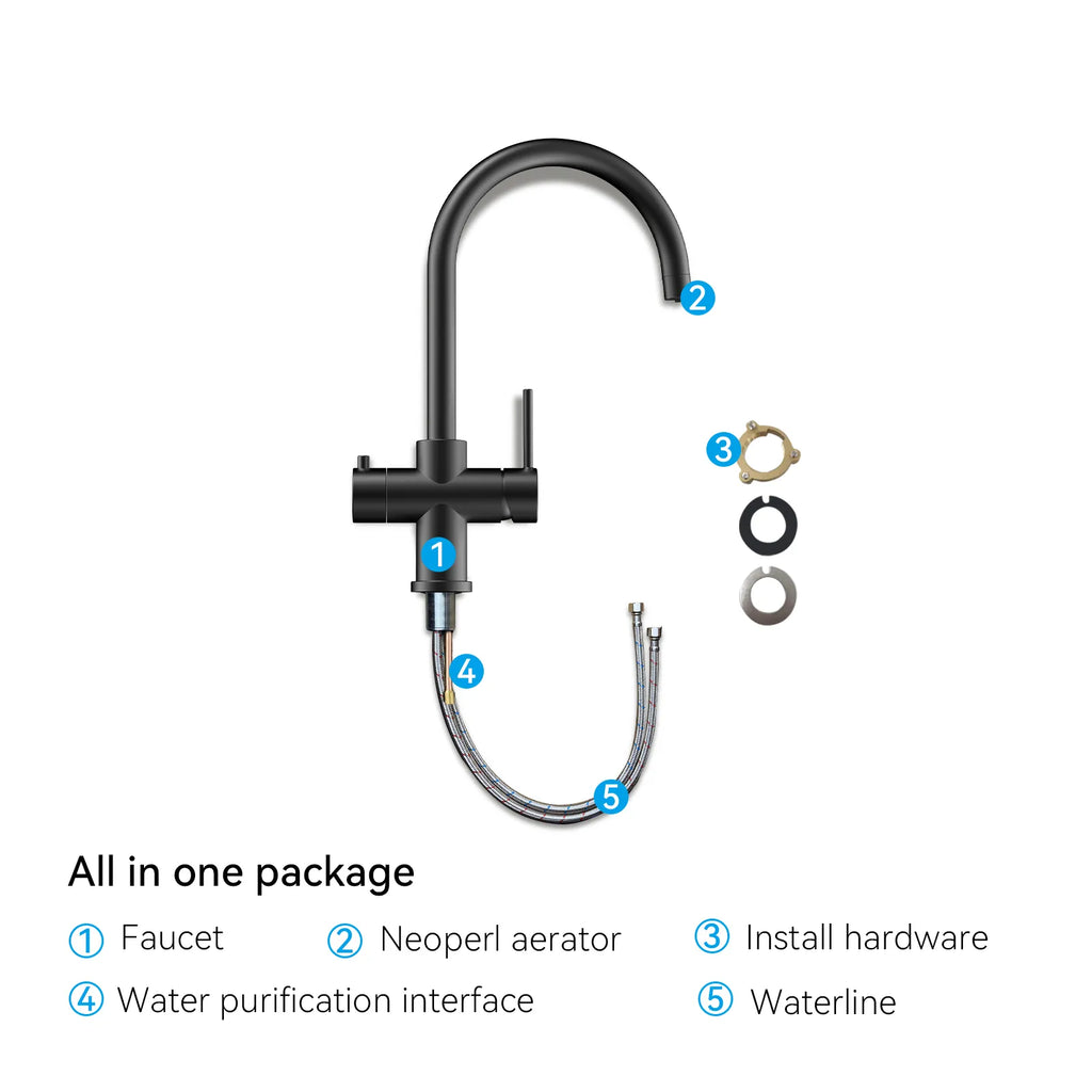 Dual-Output Kitchen Faucet with Filtered Water Tap, 2-Function Spray, Solid Brass – KFB1502
