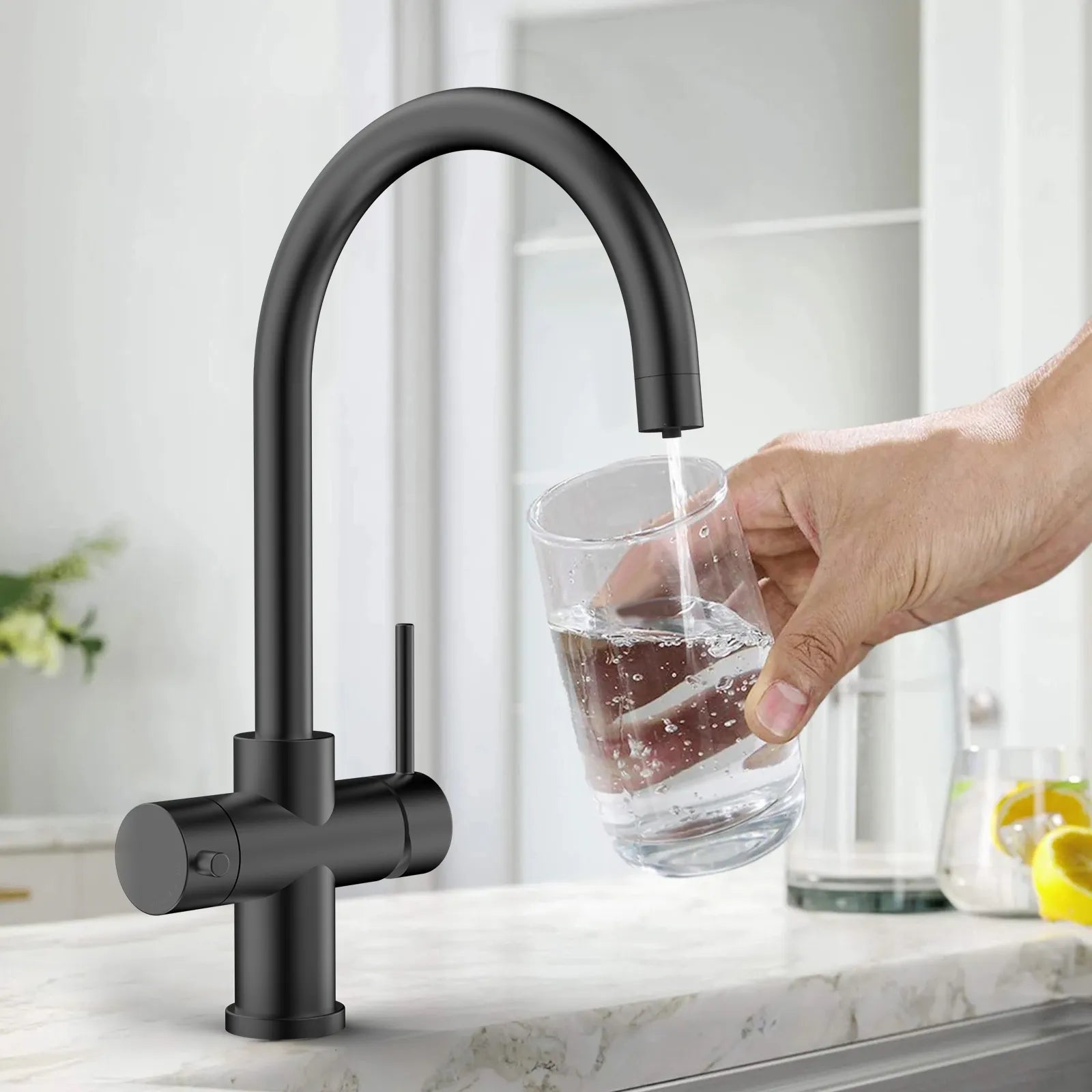 Dual-Output Kitchen Faucet with Filtered Water Tap, 2-Function Spray, Solid Brass – KFB1502