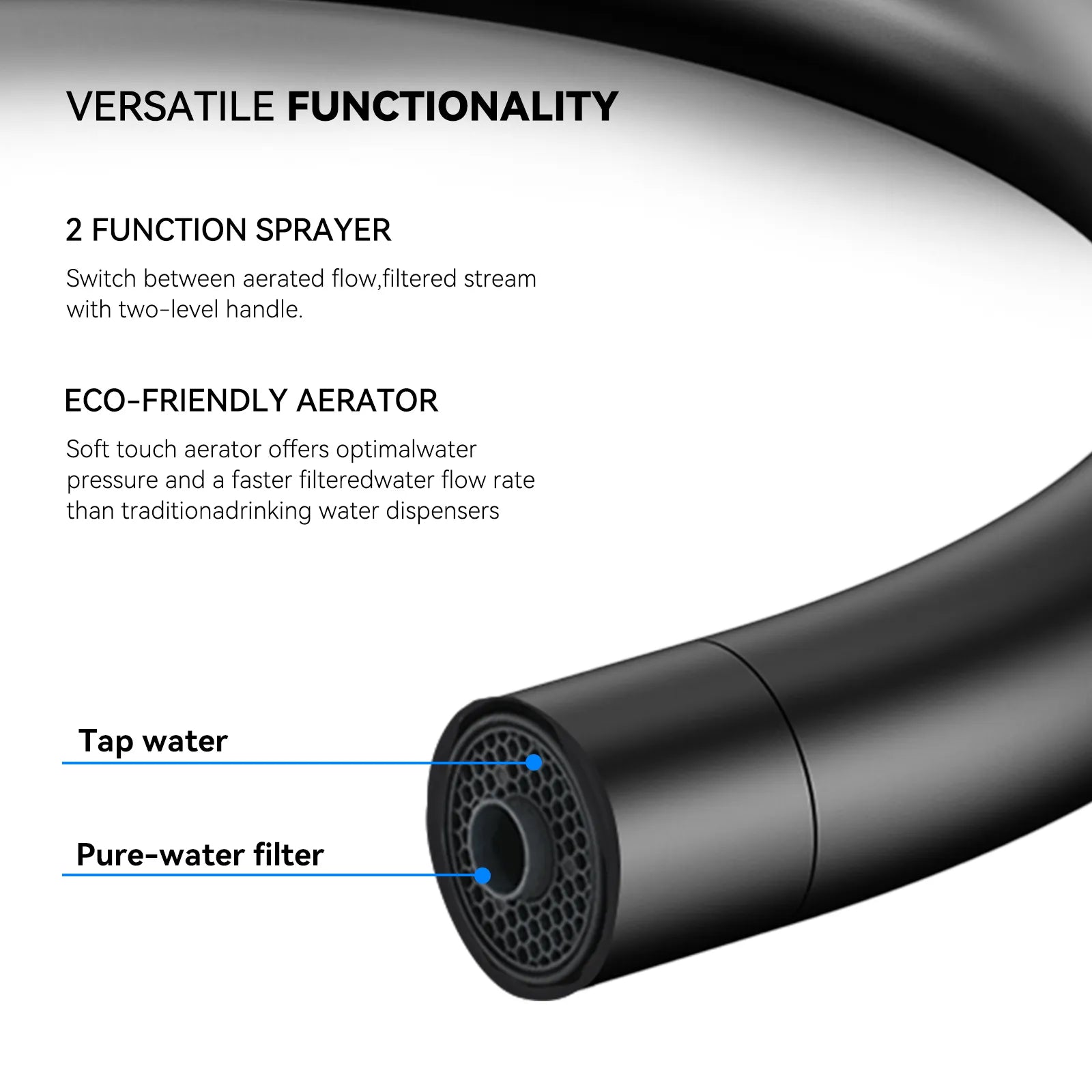 Dual-Output Kitchen Faucet with Filtered Water Tap, 2-Function Spray, Solid Brass – KFB1502