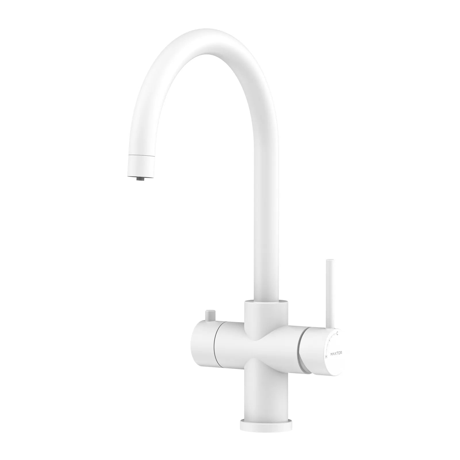 Dual-Output Kitchen Faucet with Filtered Water Tap, 2-Function Spray, Solid Brass – KFB1502 Matte White