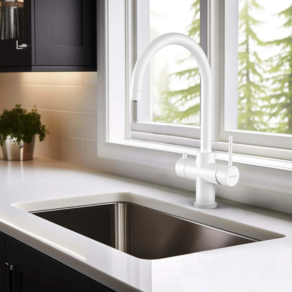 Dual-Output Kitchen Faucet with Filtered Water Tap, 2-Function Spray, Solid Brass – KFB1502