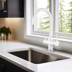 Dual-Output Kitchen Faucet with Filtered Water Tap, 2-Function Spray, Solid Brass – KFB1502