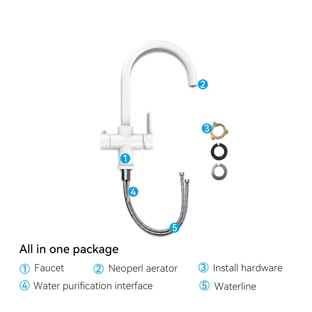 Dual-Output Kitchen Faucet with Filtered Water Tap, 2-Function Spray, Solid Brass – KFB1502