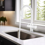 Dual-Output Kitchen Faucet with Filtered Water Tap, 2-Function Spray, Solid Brass – KFB1502