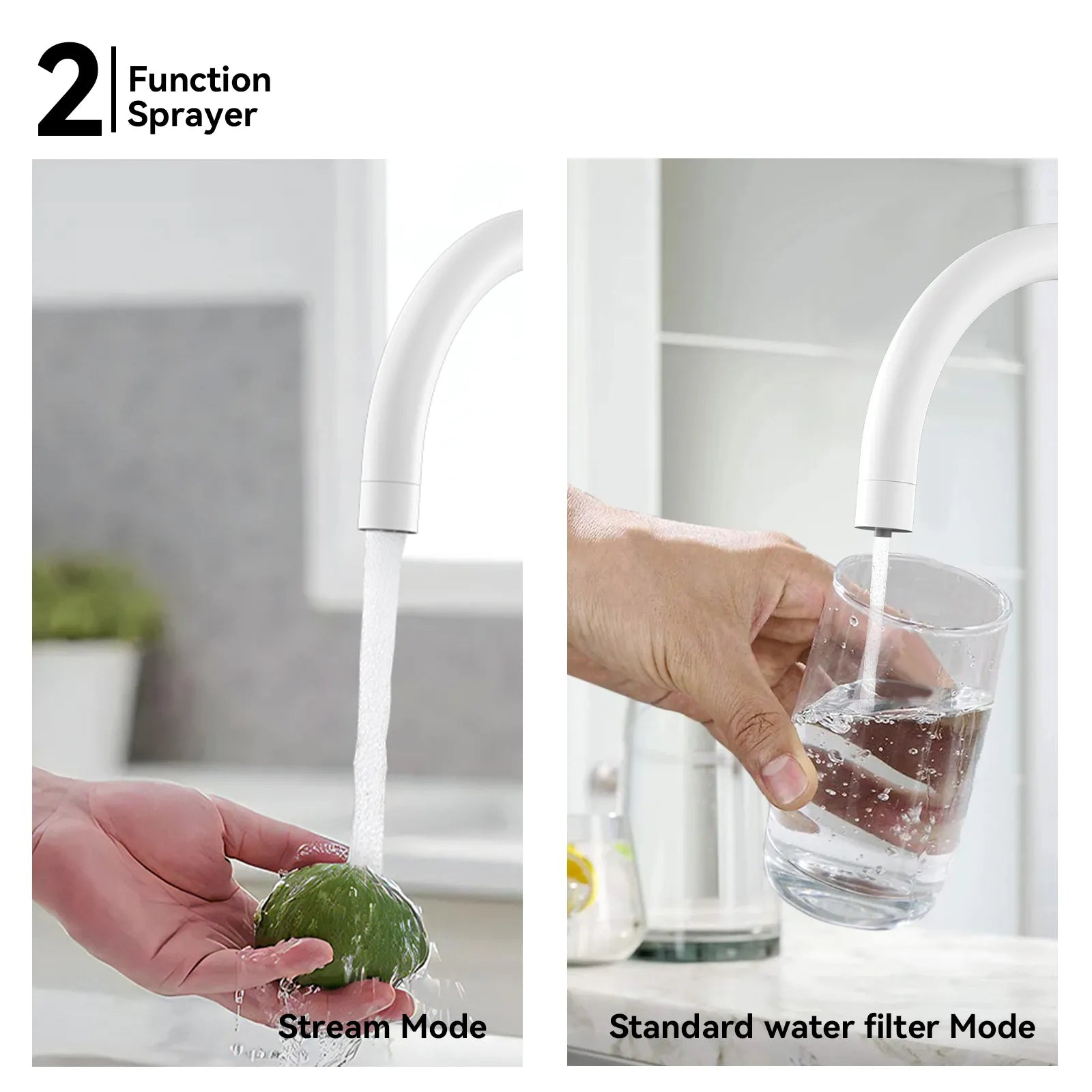 Dual-Output Kitchen Faucet with Filtered Water Tap, 2-Function Spray, Solid Brass – KFB1502