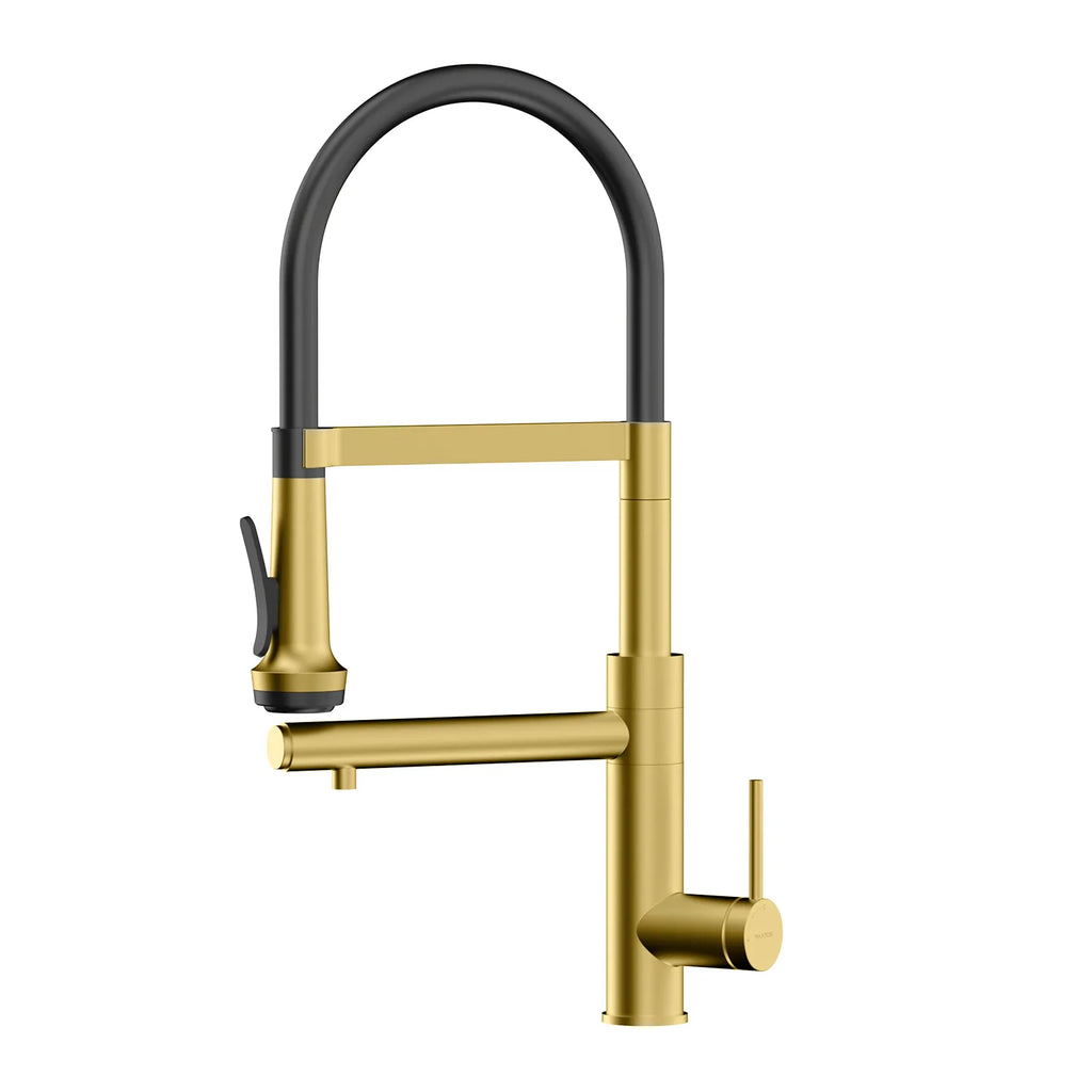 5-Function Solid Brass Pull-Out Kitchen Faucet with Filtered Water Tap – KFB1504 Brushed Gold
