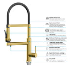 5-Function Solid Brass Pull-Out Kitchen Faucet with Filtered Water Tap – KFB1504