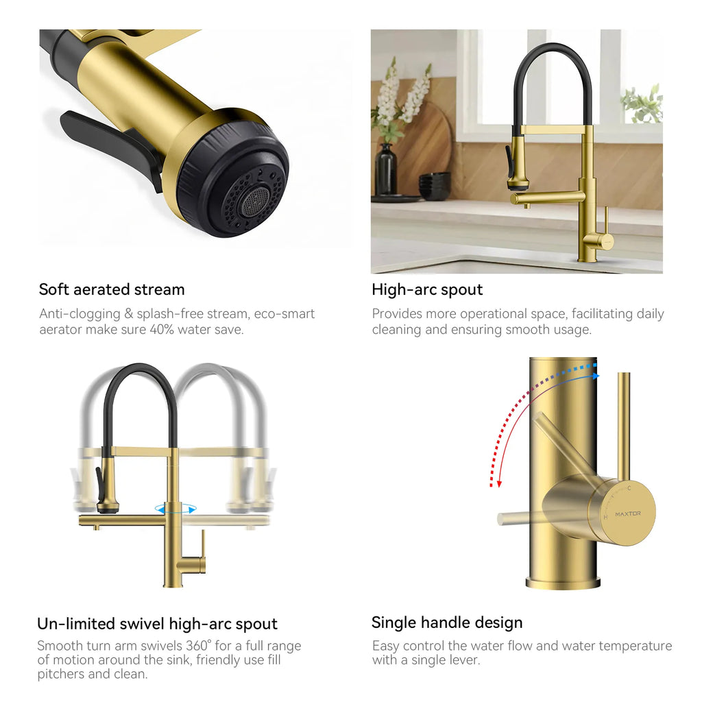 5-Function Solid Brass Pull-Out Kitchen Faucet with Filtered Water Tap – KFB1504