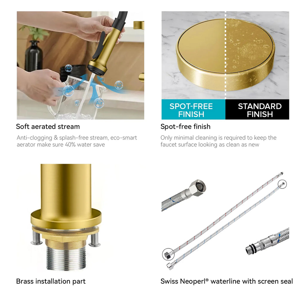 5-Function Solid Brass Pull-Out Kitchen Faucet with Filtered Water Tap – KFB1504