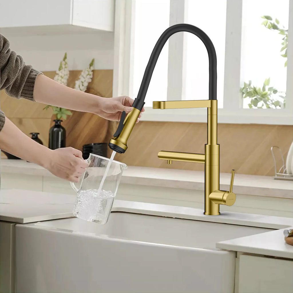 5-Function Solid Brass Pull-Out Kitchen Faucet with Filtered Water Tap – KFB1504