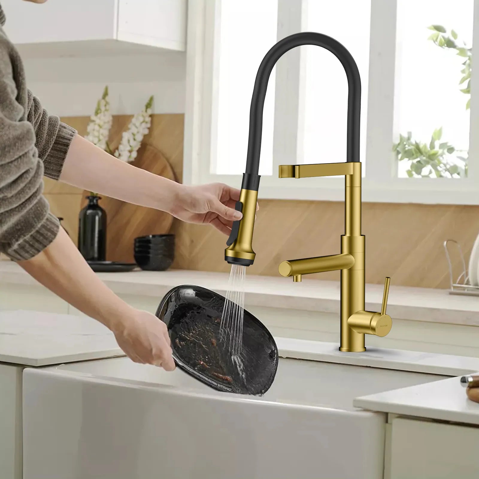 5-Function Solid Brass Pull-Out Kitchen Faucet with Filtered Water Tap – KFB1504