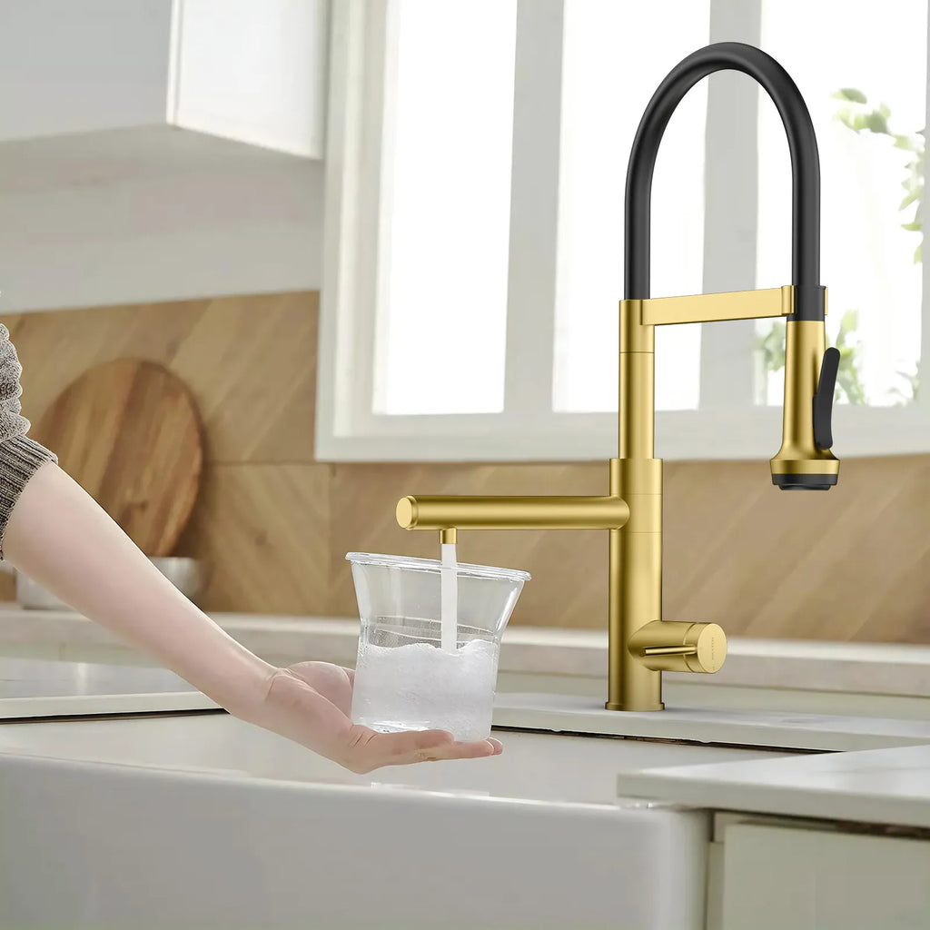 5-Function Solid Brass Pull-Out Kitchen Faucet with Filtered Water Tap – KFB1504
