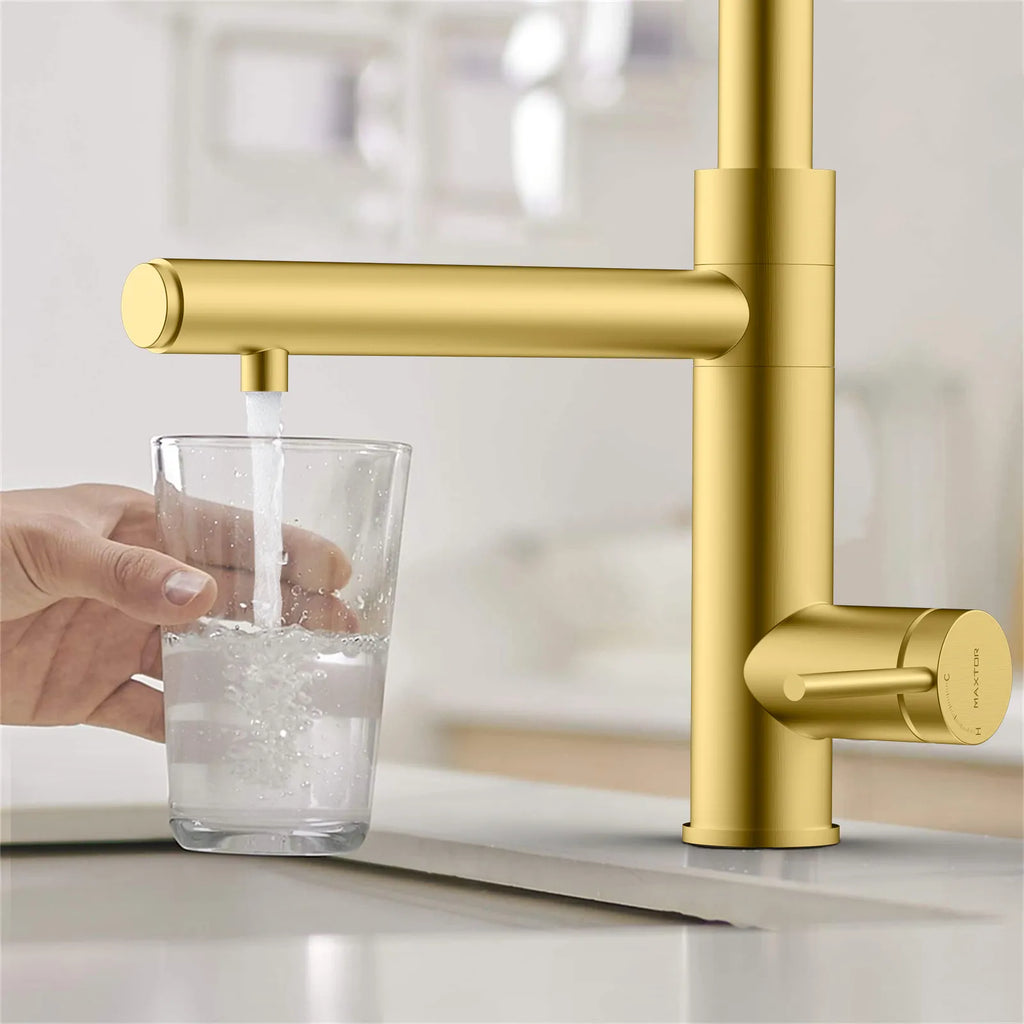 5-Function Solid Brass Pull-Out Kitchen Faucet with Filtered Water Tap – KFB1504