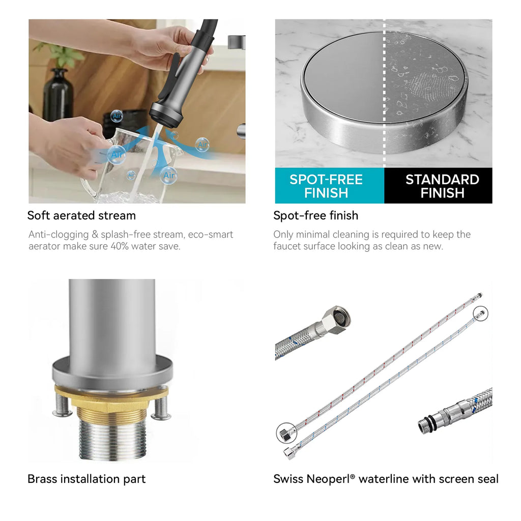 5-Function Solid Brass Pull-Out Kitchen Faucet with Filtered Water Tap – KFB1504