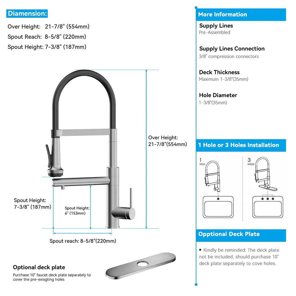5-Function Solid Brass Pull-Out Kitchen Faucet with Filtered Water Tap – KFB1504