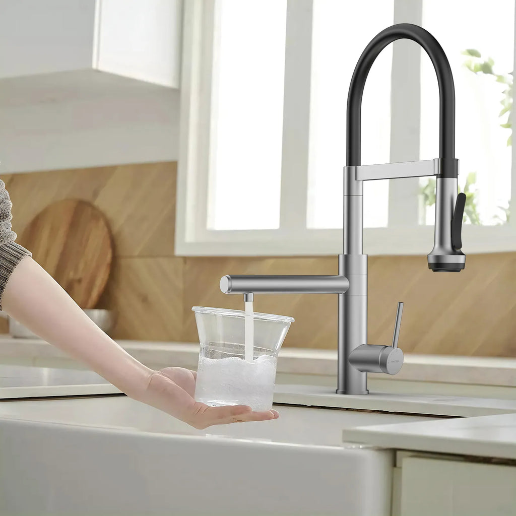 5-Function Solid Brass Pull-Out Kitchen Faucet with Filtered Water Tap – KFB1504