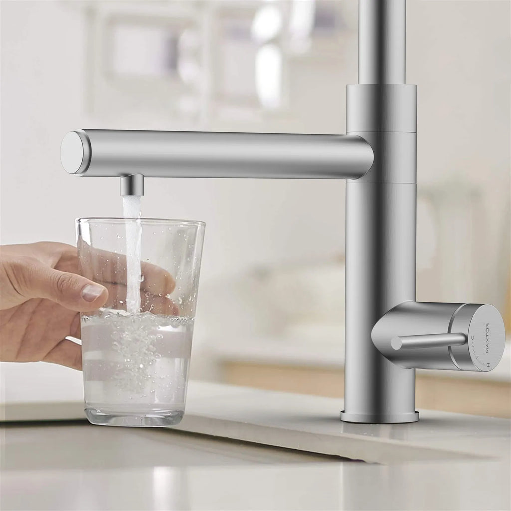 5-Function Solid Brass Pull-Out Kitchen Faucet with Filtered Water Tap – KFB1504