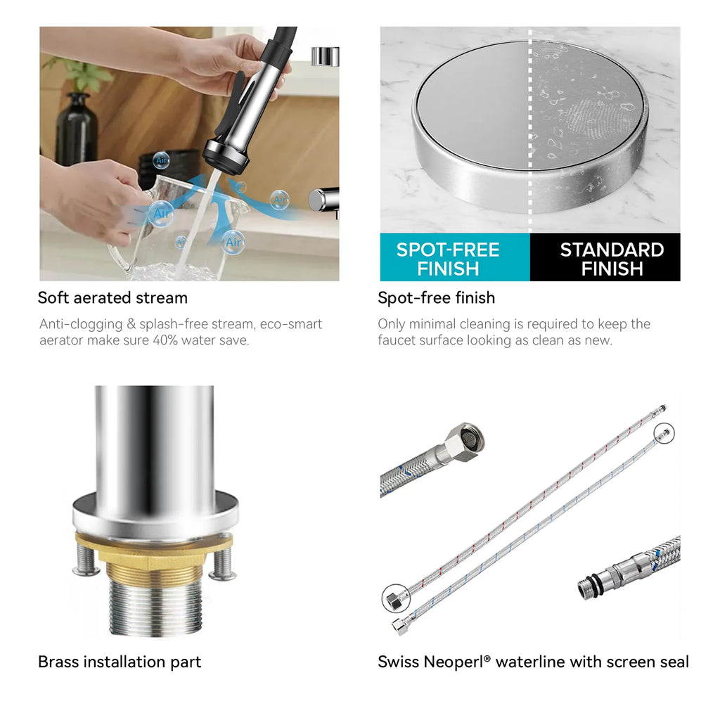 5-Function Solid Brass Pull-Out Kitchen Faucet with Filtered Water Tap – KFB1504