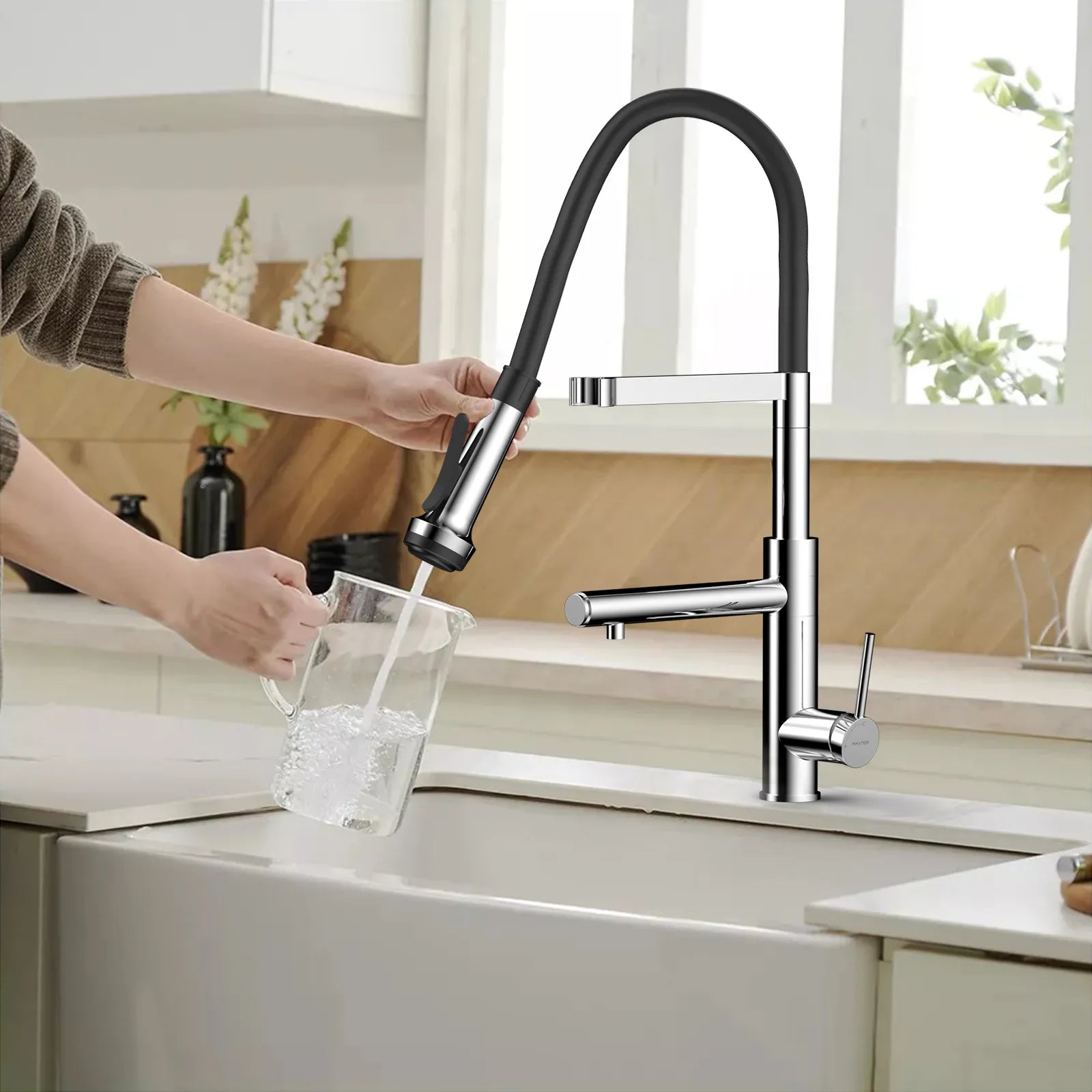5-Function Solid Brass Pull-Out Kitchen Faucet with Filtered Water Tap – KFB1504