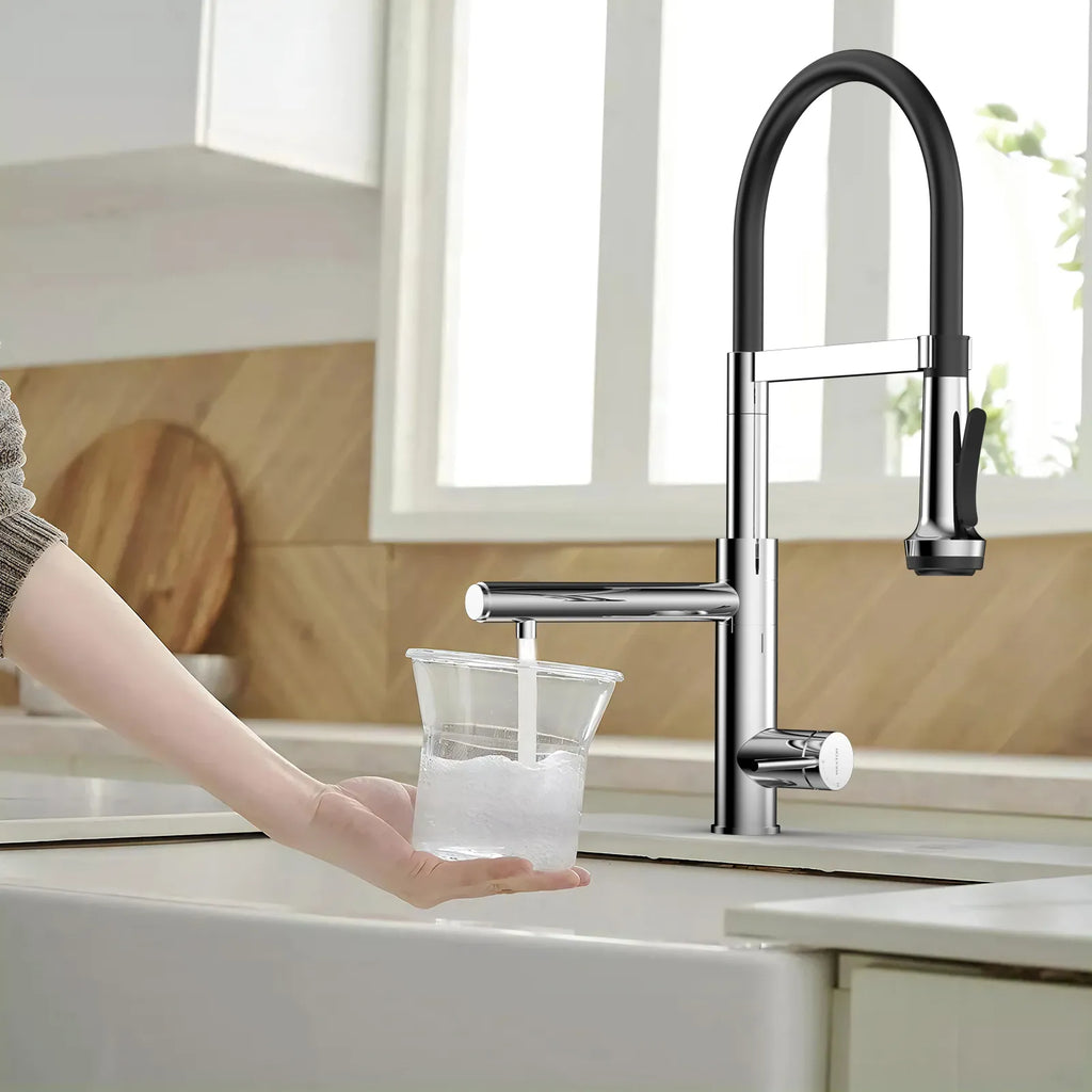 5-Function Solid Brass Pull-Out Kitchen Faucet with Filtered Water Tap – KFB1504
