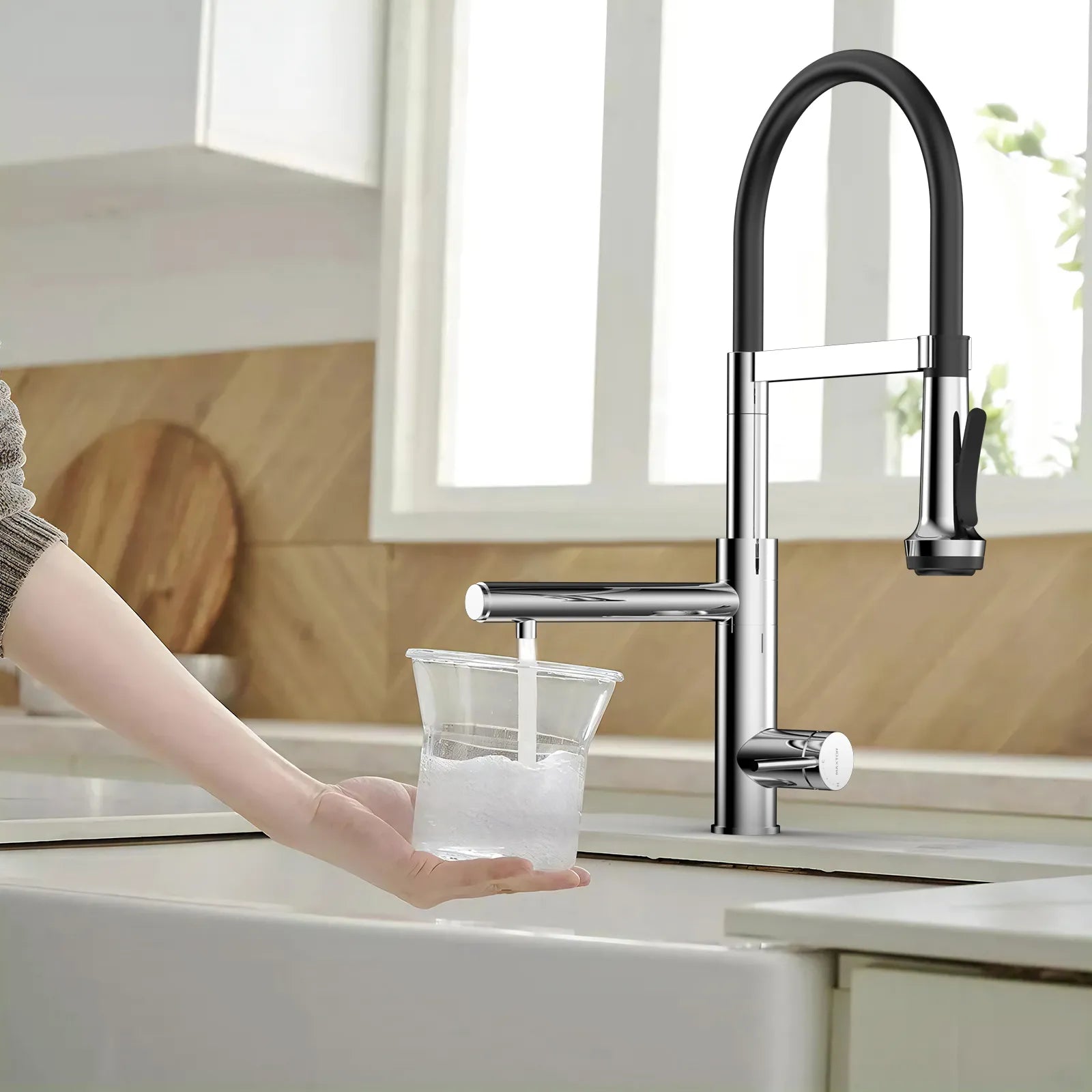 5-Function Solid Brass Pull-Out Kitchen Faucet with Filtered Water Tap – KFB1504
