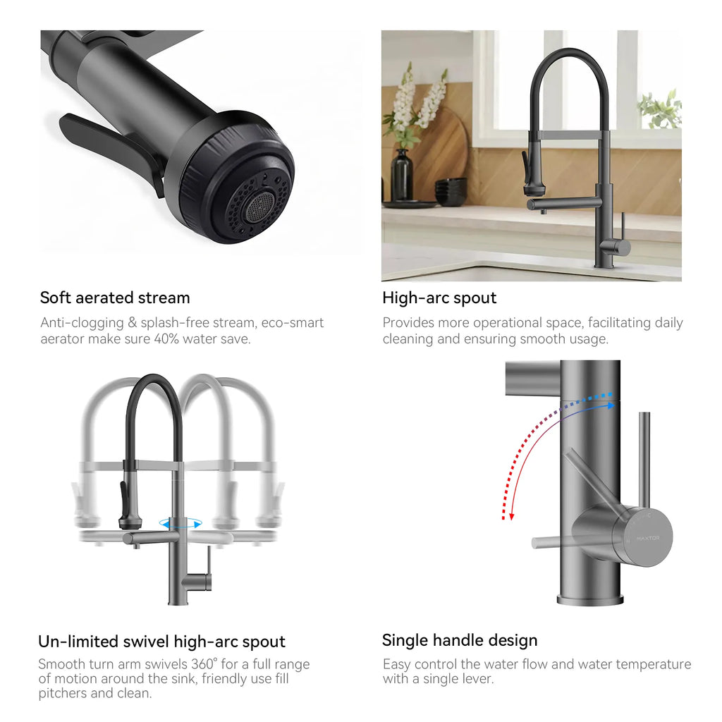 5-Function Solid Brass Pull-Out Kitchen Faucet with Filtered Water Tap – KFB1504