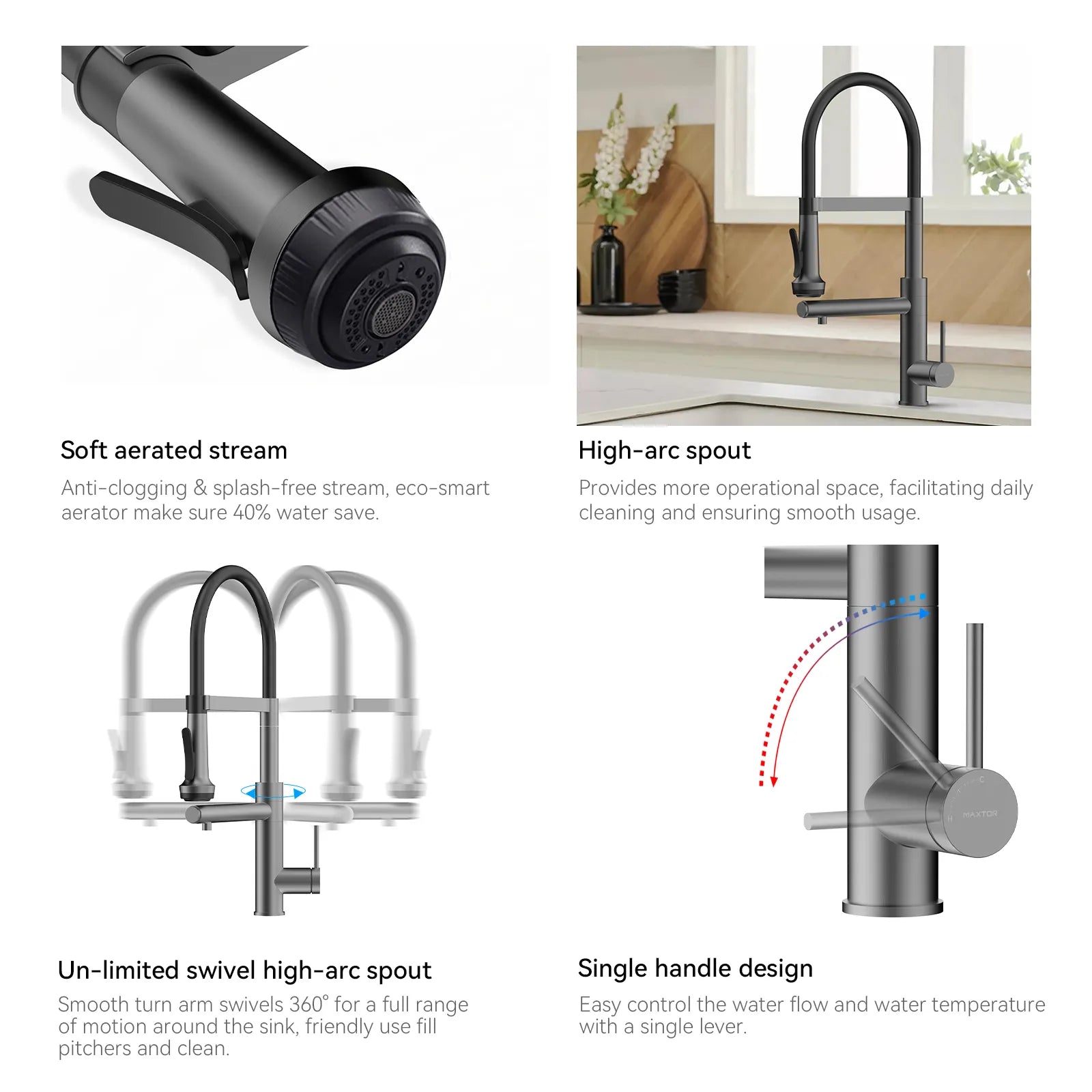 5-Function Solid Brass Pull-Out Kitchen Faucet with Filtered Water Tap – KFB1504