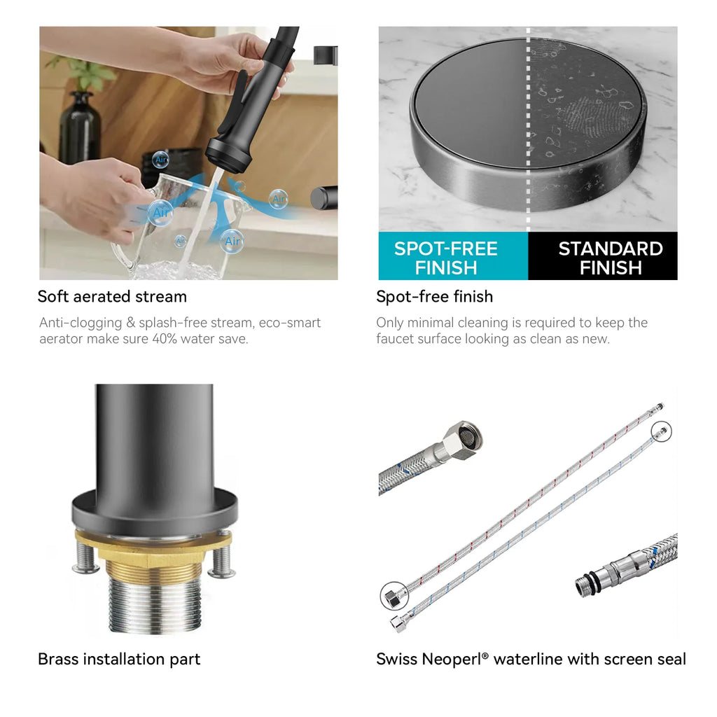 5-Function Solid Brass Pull-Out Kitchen Faucet with Filtered Water Tap – KFB1504