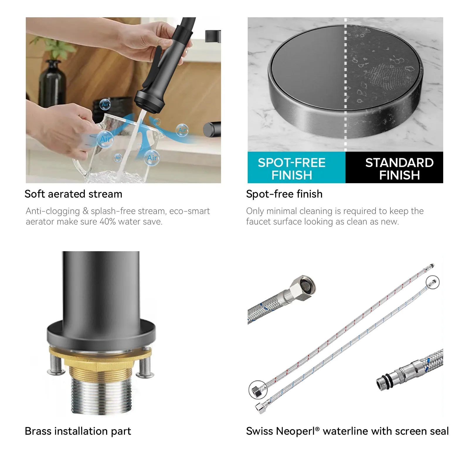 5-Function Solid Brass Pull-Out Kitchen Faucet with Filtered Water Tap – KFB1504