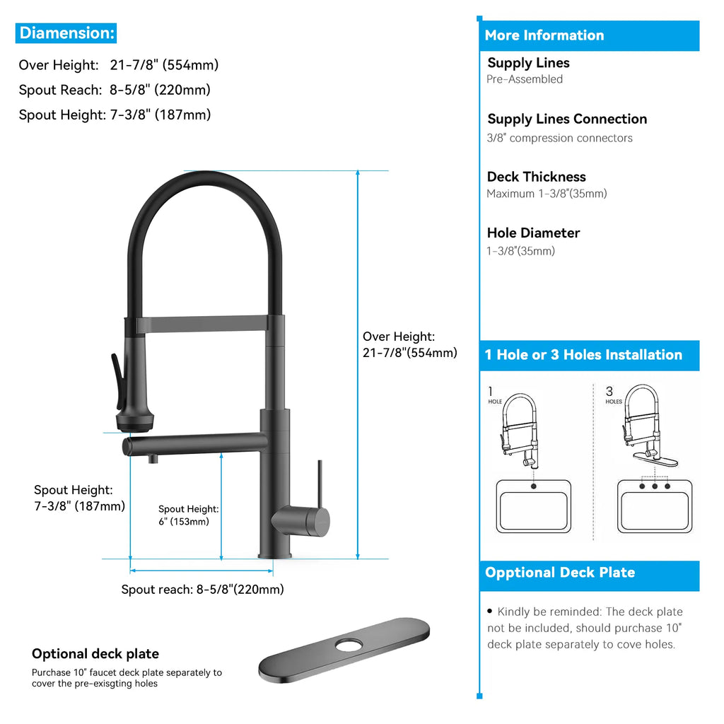 5-Function Solid Brass Pull-Out Kitchen Faucet with Filtered Water Tap – KFB1504