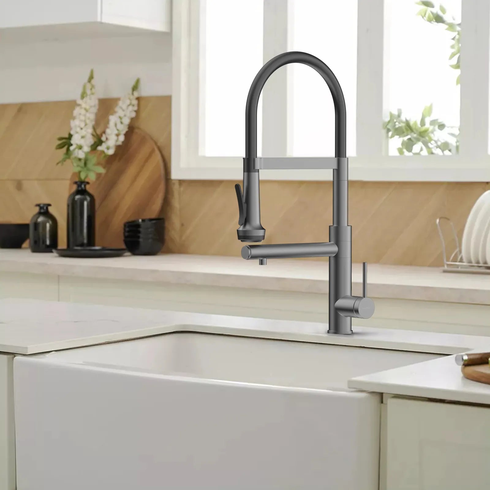 5-Function Solid Brass Pull-Out Kitchen Faucet with Filtered Water Tap – KFB1504