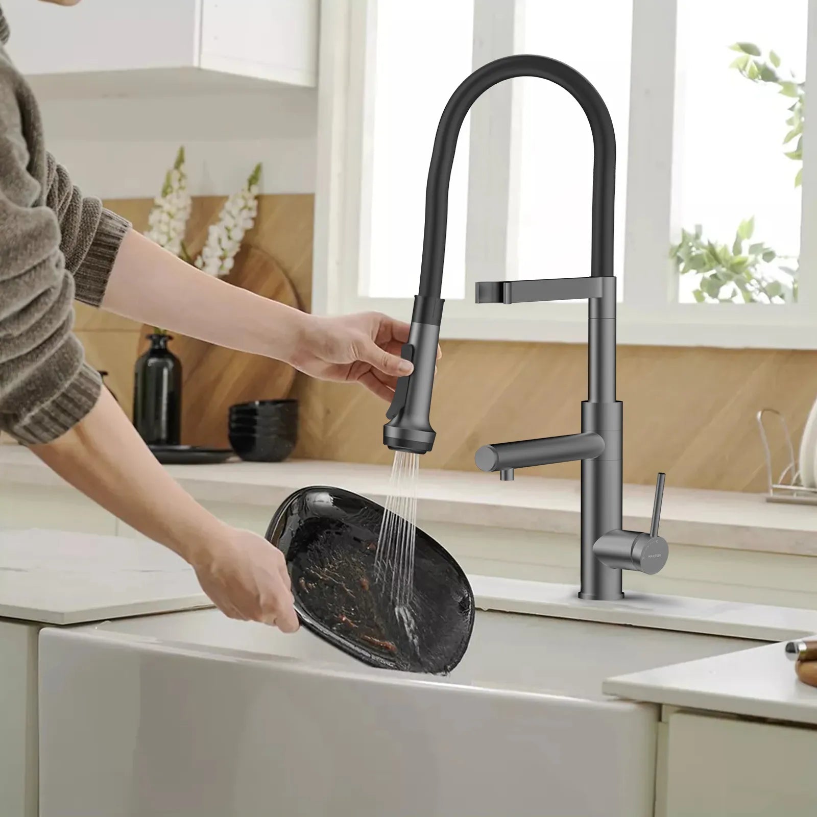 5-Function Solid Brass Pull-Out Kitchen Faucet with Filtered Water Tap – KFB1504