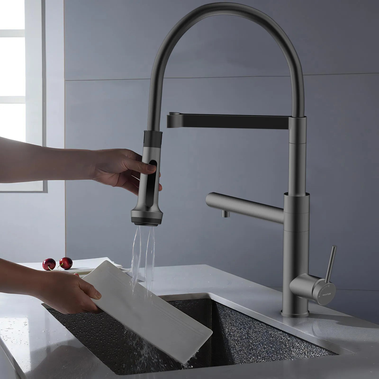 5-Function Solid Brass Pull-Out Kitchen Faucet with Filtered Water Tap – KFB1504