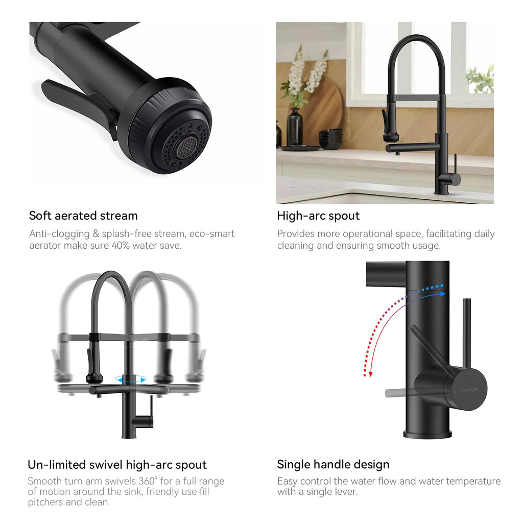 5-Function Solid Brass Pull-Out Kitchen Faucet with Filtered Water Tap – KFB1504