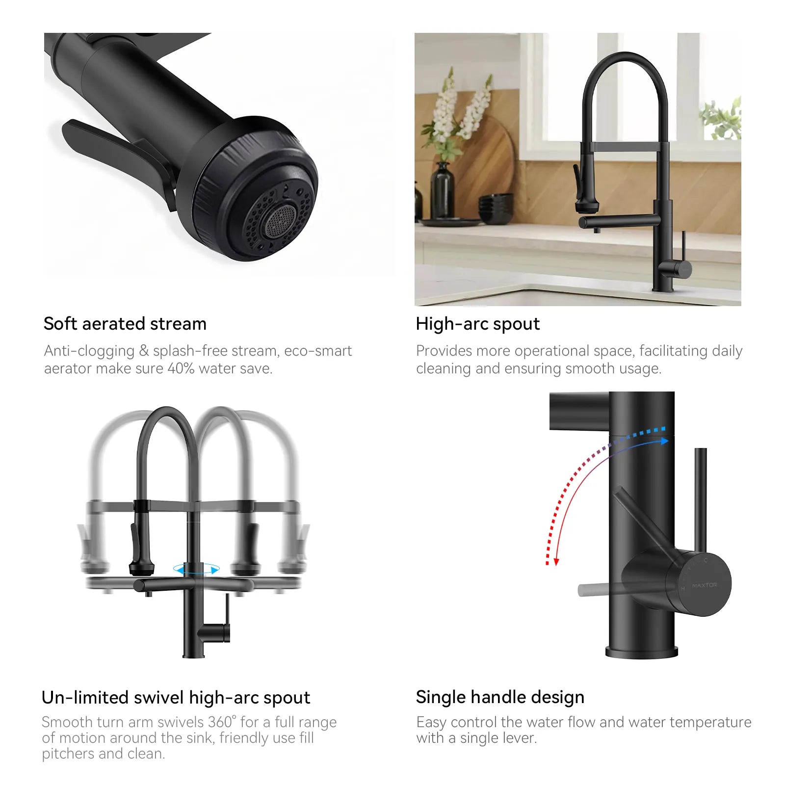5-Function Solid Brass Pull-Out Kitchen Faucet with Filtered Water Tap – KFB1504