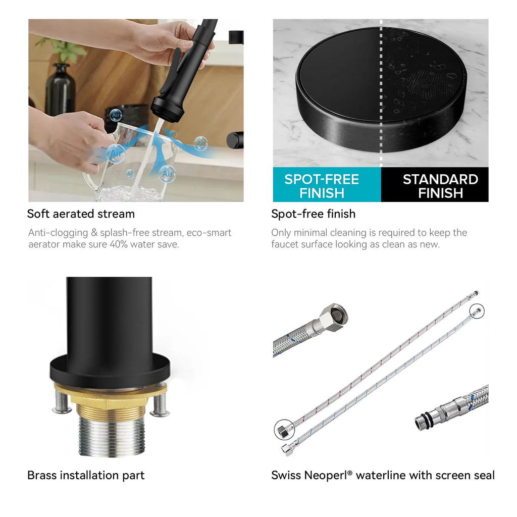 5-Function Solid Brass Pull-Out Kitchen Faucet with Filtered Water Tap – KFB1504