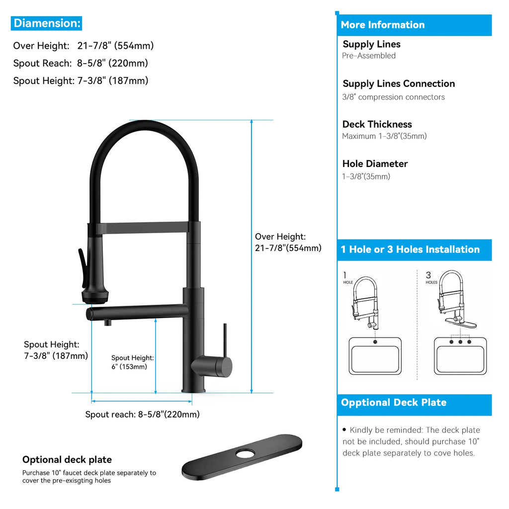 5-Function Solid Brass Pull-Out Kitchen Faucet with Filtered Water Tap – KFB1504
