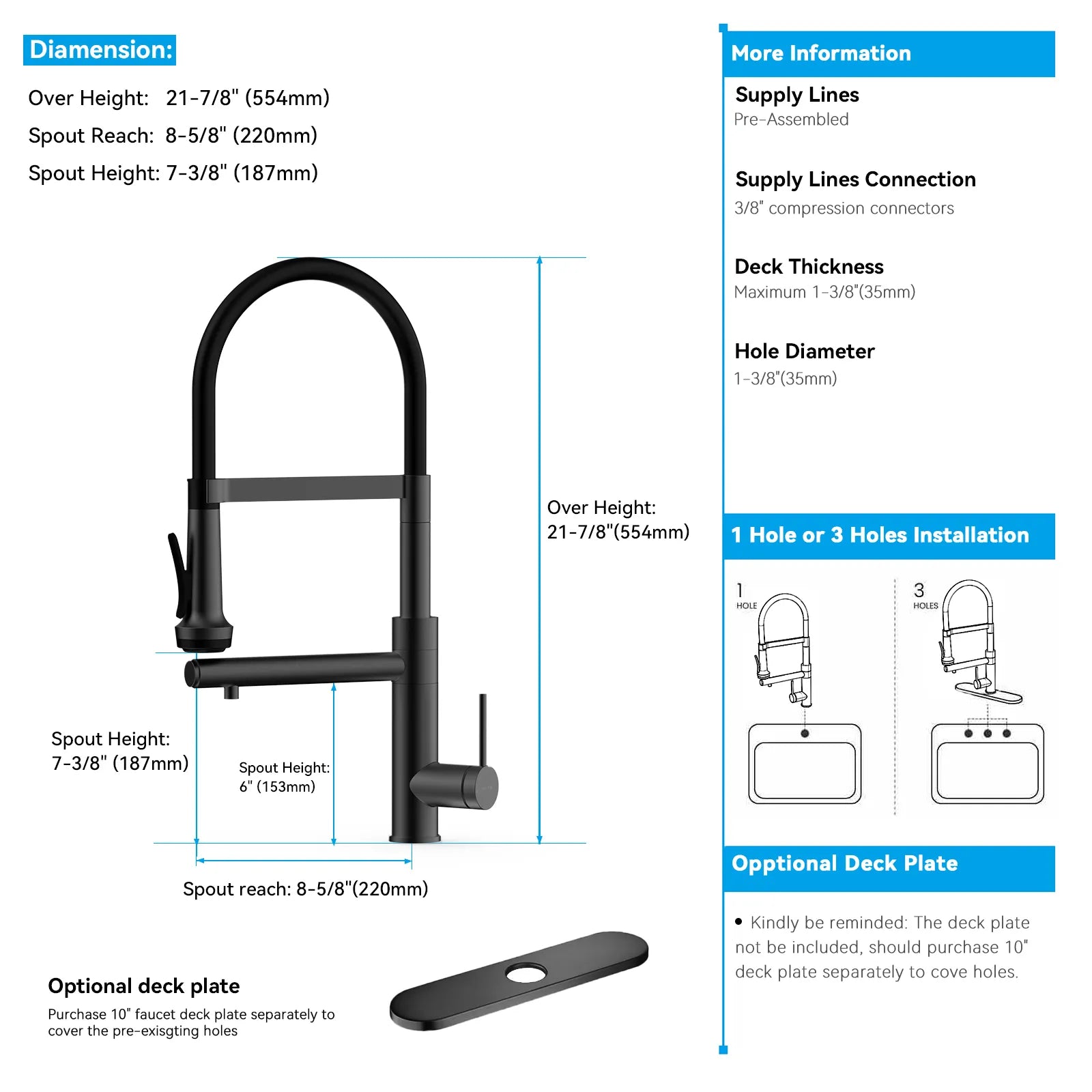 5-Function Solid Brass Pull-Out Kitchen Faucet with Filtered Water Tap – KFB1504