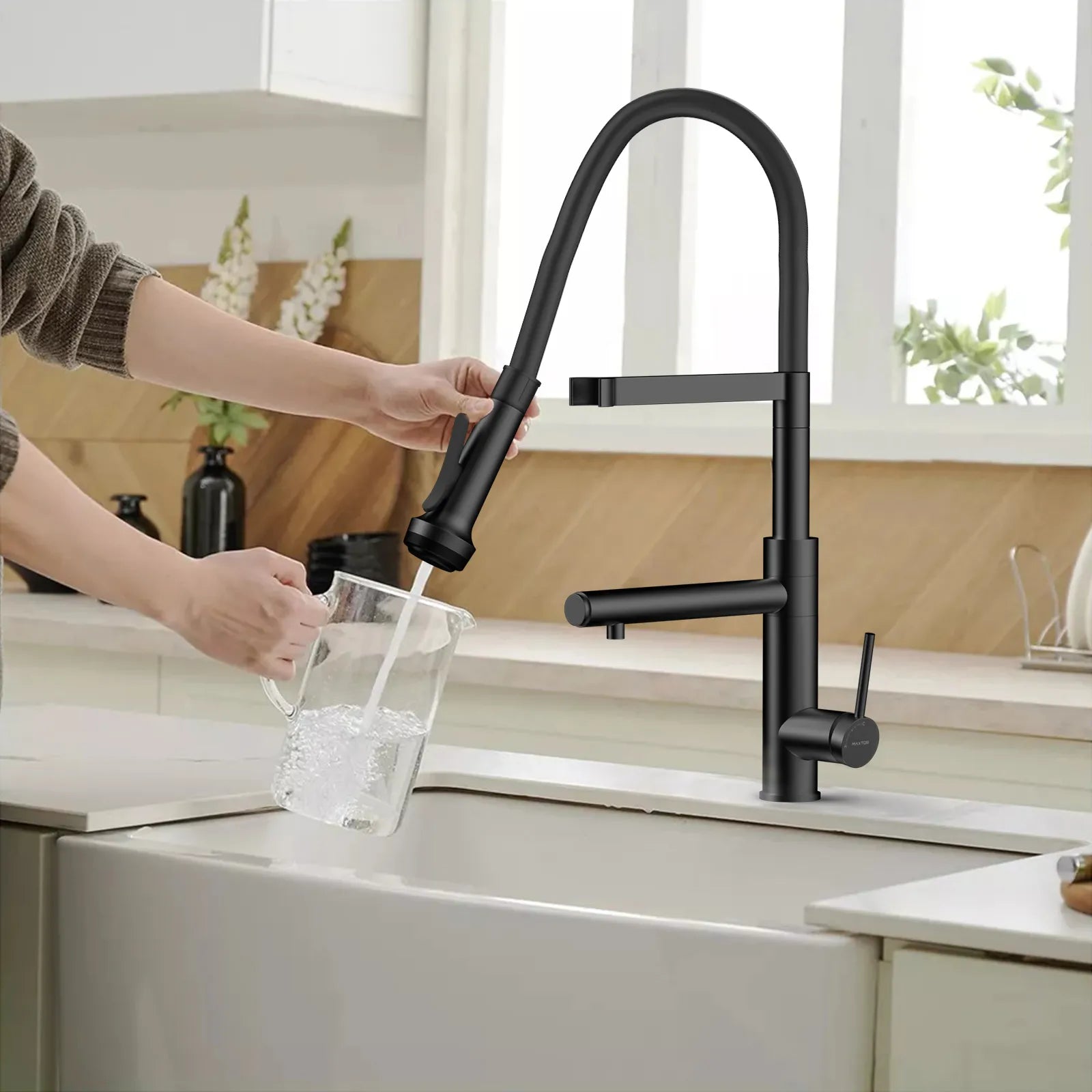 5-Function Solid Brass Pull-Out Kitchen Faucet with Filtered Water Tap – KFB1504