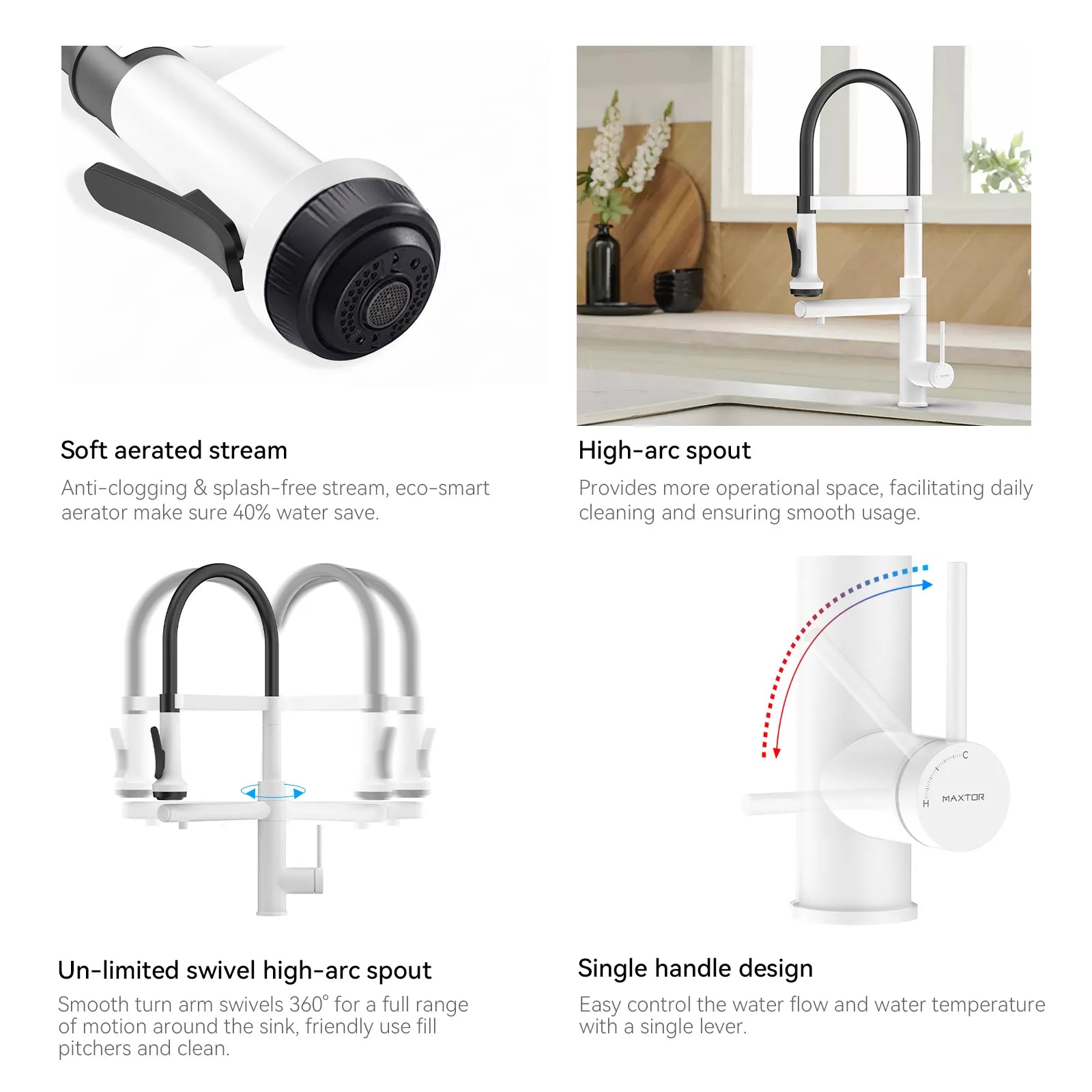 5-Function Solid Brass Pull-Out Kitchen Faucet with Filtered Water Tap – KFB1504