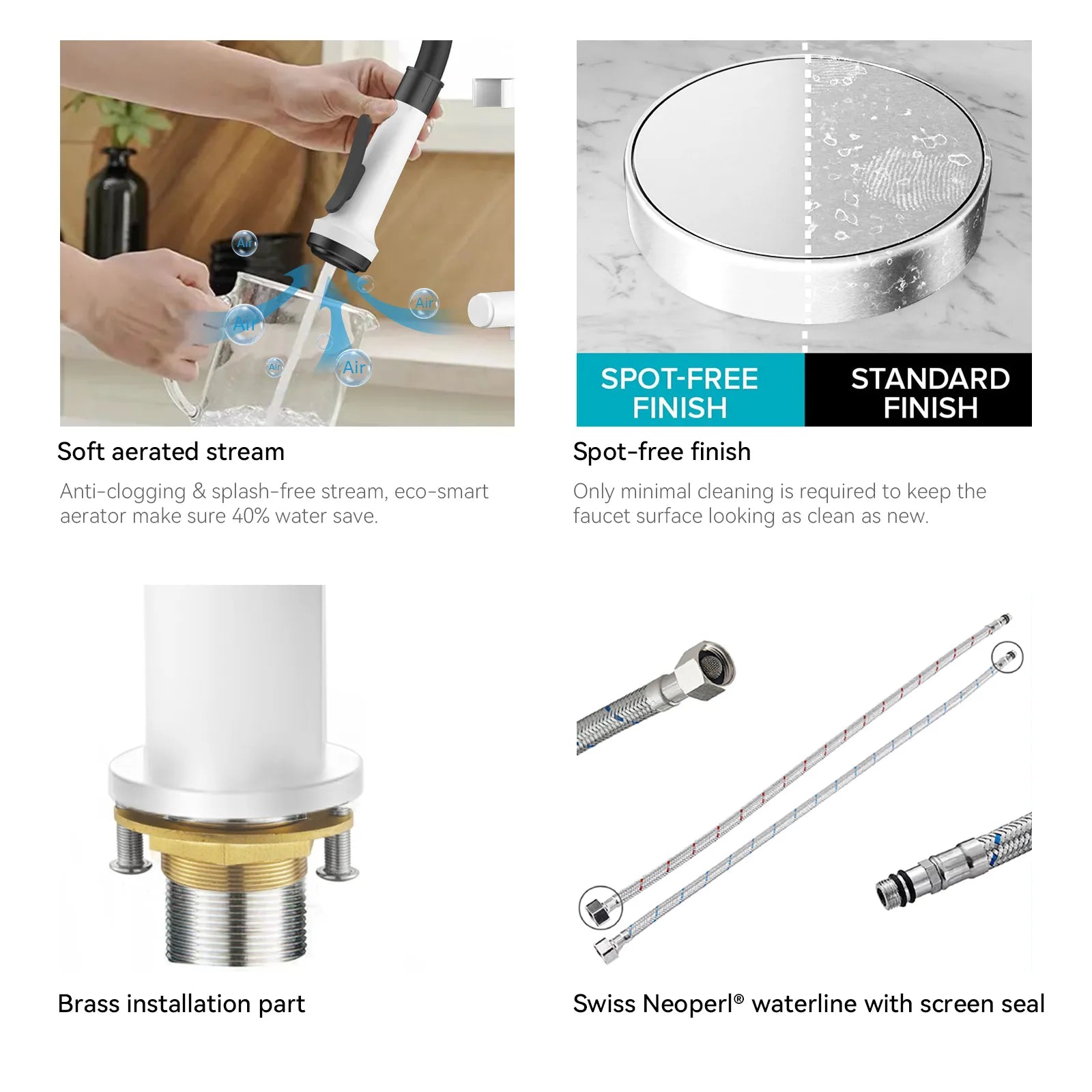 5-Function Solid Brass Pull-Out Kitchen Faucet with Filtered Water Tap – KFB1504
