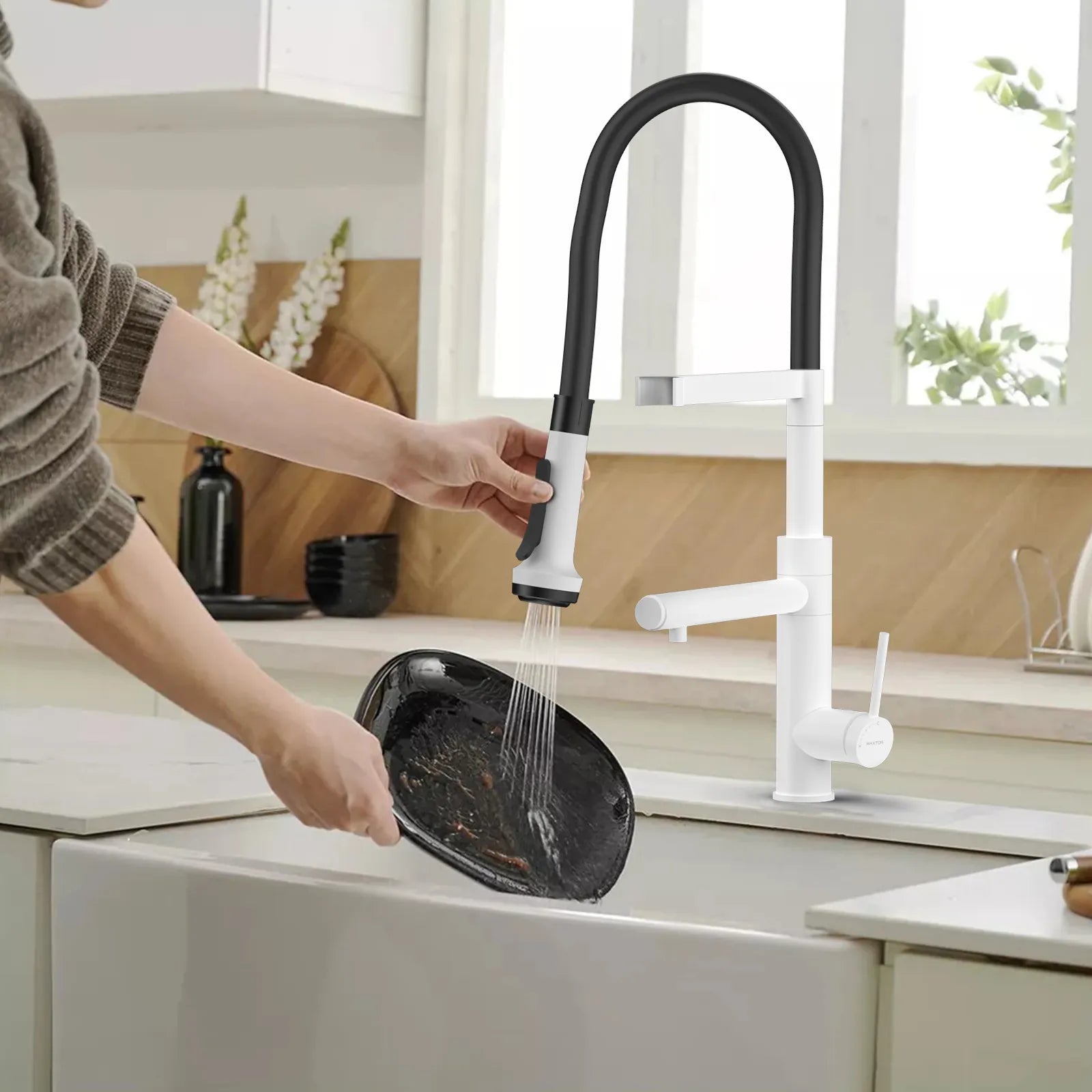 5-Function Solid Brass Pull-Out Kitchen Faucet with Filtered Water Tap – KFB1504