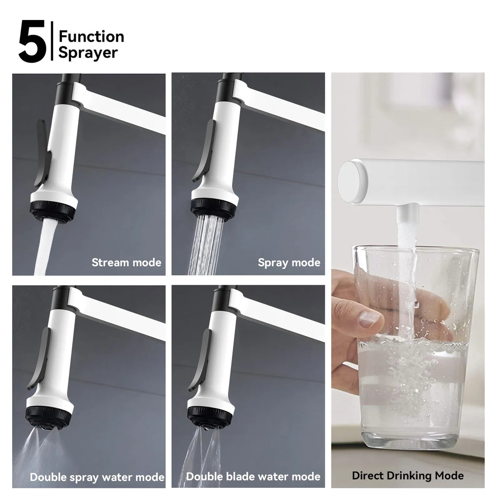 5-Function Solid Brass Pull-Out Kitchen Faucet with Filtered Water Tap – KFB1504