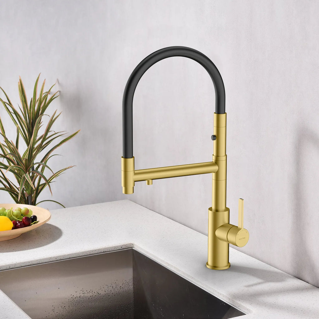Semi-Pro Solid Brass Pull-Out Kitchen Faucet with Filtered Water Tap – 3-Function Sprayer – KFB1506