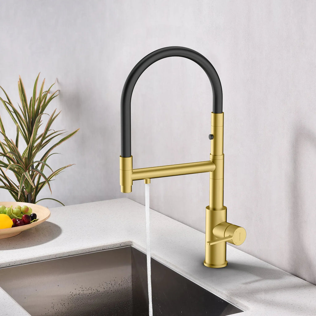 Semi-Pro Solid Brass Pull-Out Kitchen Faucet with Filtered Water Tap – 3-Function Sprayer – KFB1506